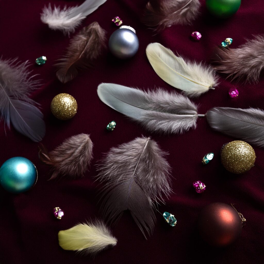 UAV-France-DragQueen - Une Autre Voix Des plumes et des brillants sur un fond rouge