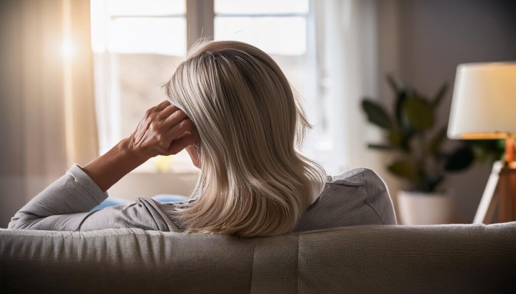 UneAutreVoix-Catharsis-Déprime - Une Autre Voix Une femme est vue de dos, elle se tient la tête