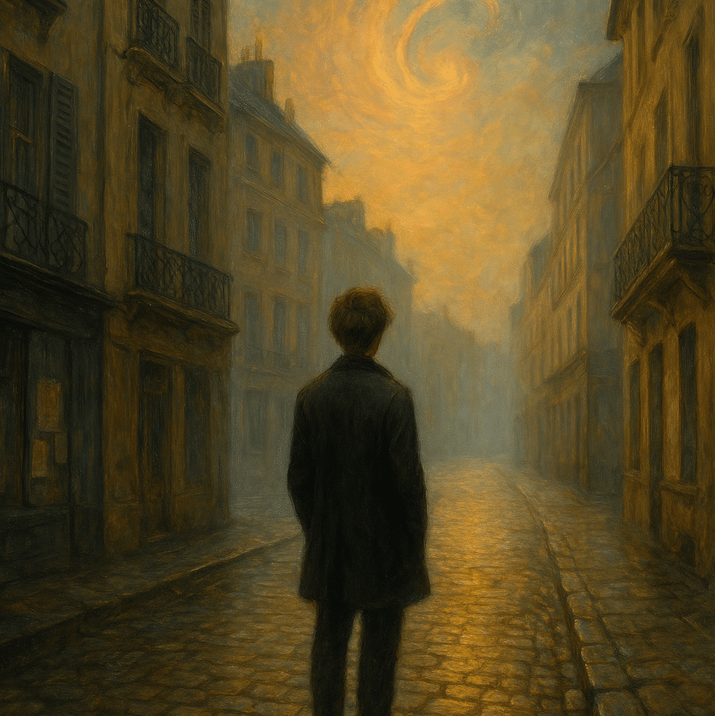 UneAutreVoix-Symbolisme-Illuminations - Une Autre Voix Une peinture d'un homme qui regarde dans une rue à perte de vue